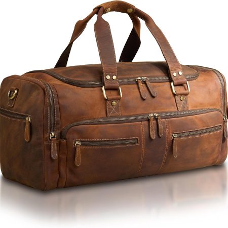 Full-grain leather luggage bag